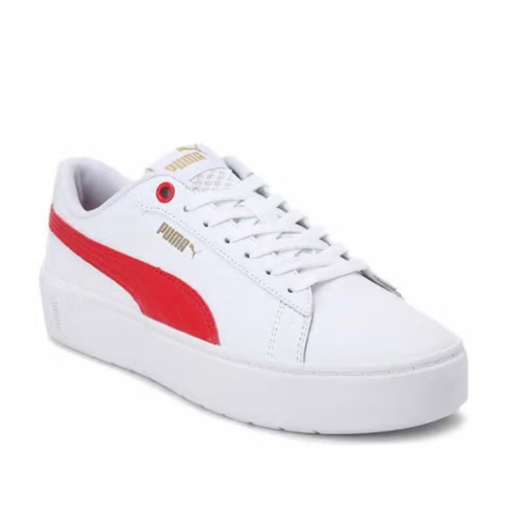 Puma Classic White and Red Sneakers